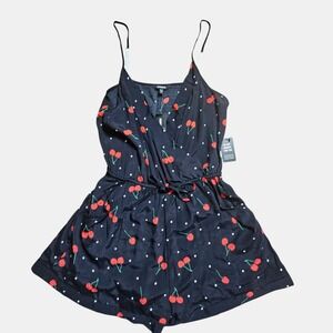 Express Navy Cherry Print Romper